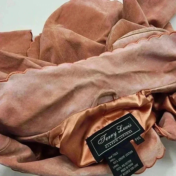 Terry Lewis Classic Luxuries Suede Leather Scallop Orange Rust Blazer PXS - Picture 8 of 9